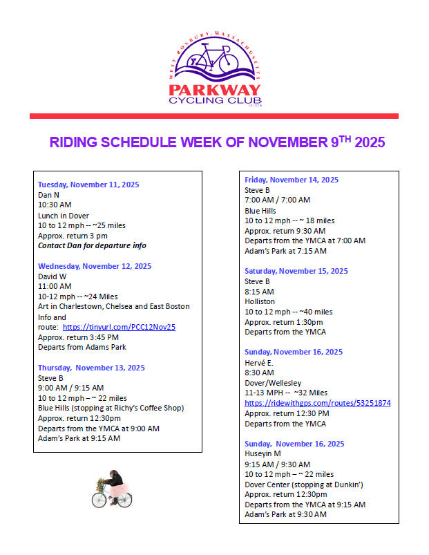 Parkway Cycling Club Parkway Cycling Club, West Roxbury, Massachusetts